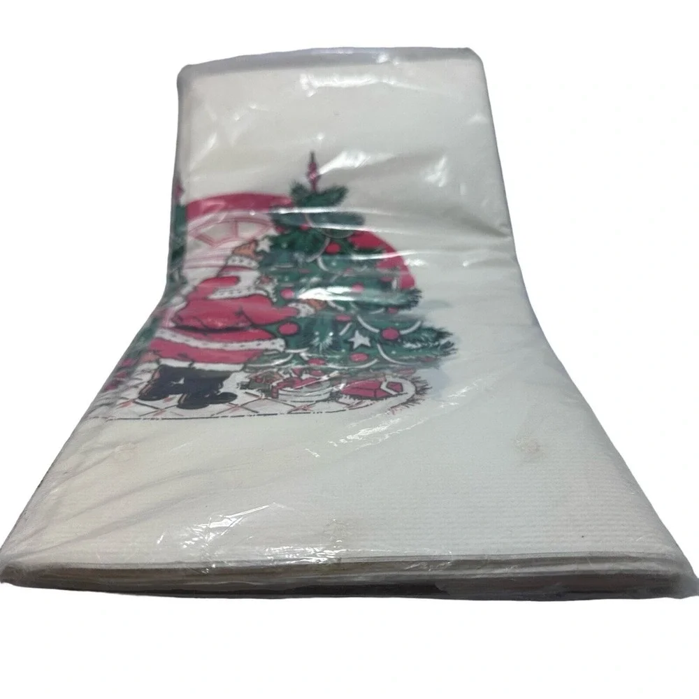 Lawrence‎ Products Vintage Christmas Santa Paper Tablecover 54x96 New Sealed USA